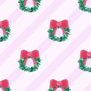 Pink and Green Christmas Wreaths with Bows