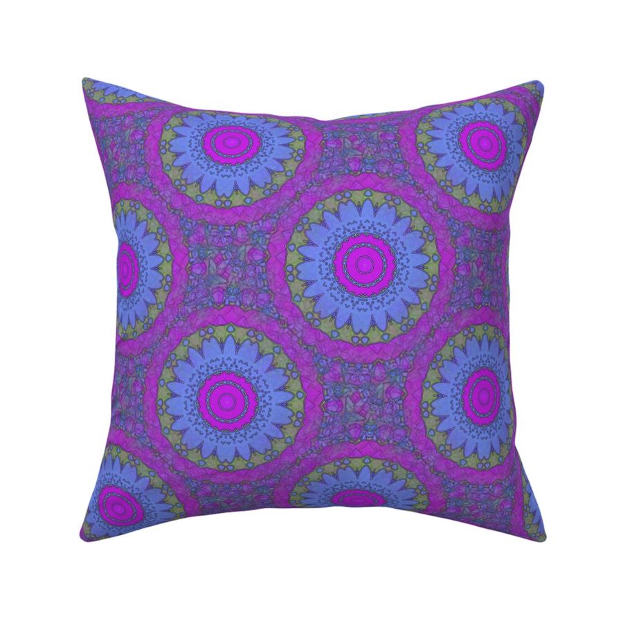 Groovy Retro Bohemian Floral Mandala in Purple