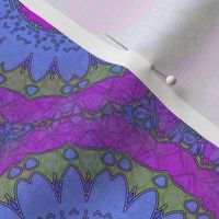 Groovy Retro Bohemian Floral Mandala in Purple