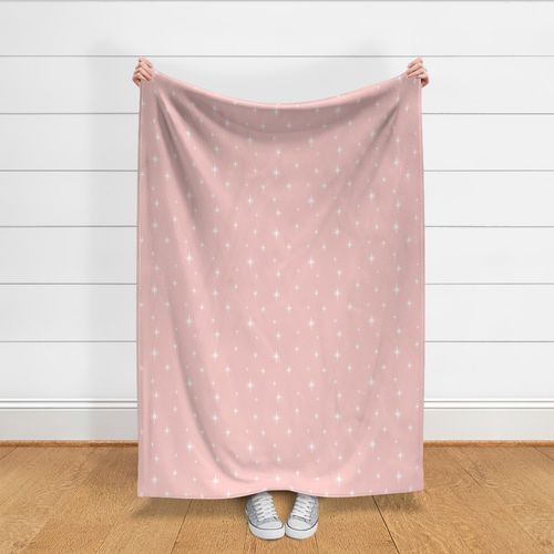 Cute kitsch Sparkle Christmas stars on light pastel preppy pink large scale