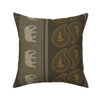 Bohemian Elephants Hero Beige Dusty Earth LARGE