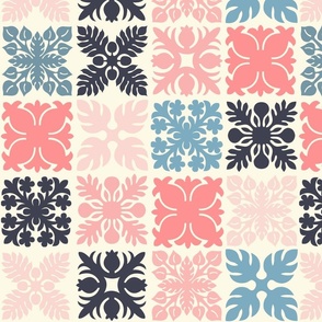 Reduced Scale Hawaiian Quilt Medley Grapefruit