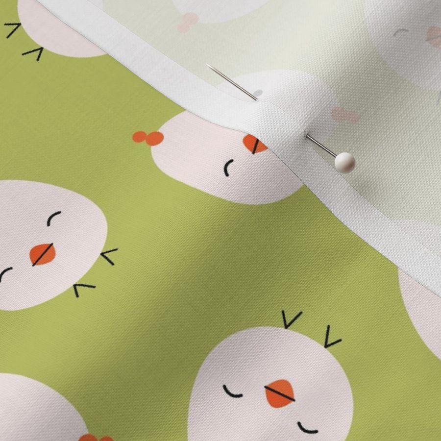 Quirky little chicks - Cute Easter Chickens tossed minimalist style springtime animals on olive green