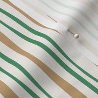 (M) Organic Candy Stripe - festive green & gold - Wonky Vertical Lines