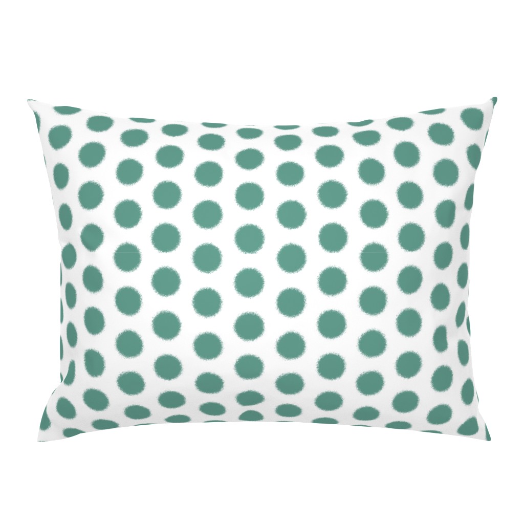 Close Set Fuzzy Polka Dots Sage Green on White Small Scale