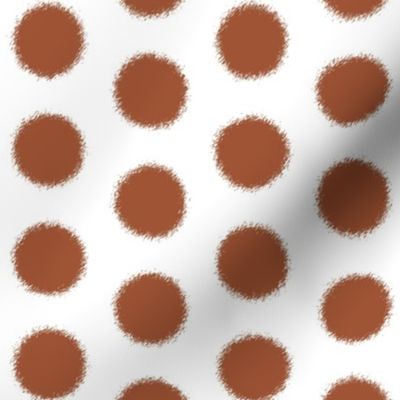 Close Set Fuzzy Polka Dots Reddish Brown on White Small Scale