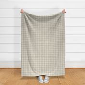 M - 2" White on Light Taupe - Double Grid plaid - Windowpane Linen texture