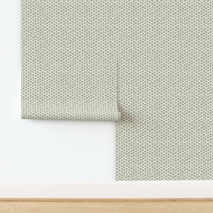 (Small) Hand Drawn Polka Dots  - Sage Silt Green