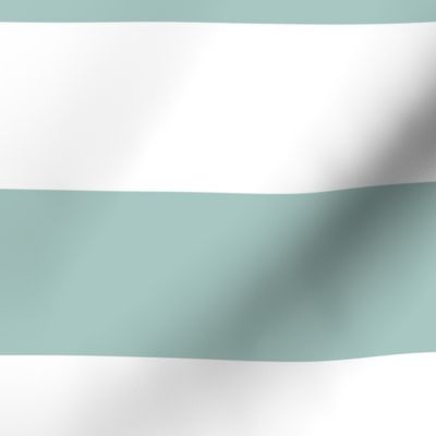 3 inch wide classic rugby stripes white seafoam duck egg blue a8c7c2, horizontal, classic