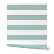 3 inch wide classic rugby stripes white seafoam duck egg blue a8c7c2, horizontal, classic