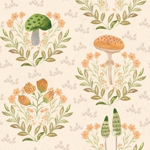 Shrooms and Blooms Boho Wallpaper Large Scale