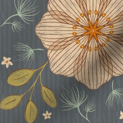 Refined Boho Wallpaper - Geometric Flowers and Vines