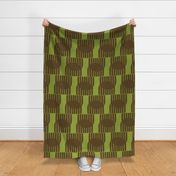 Vibrant Eclectic Boho Inspired Organic Geometric In Lime Green And Brown -