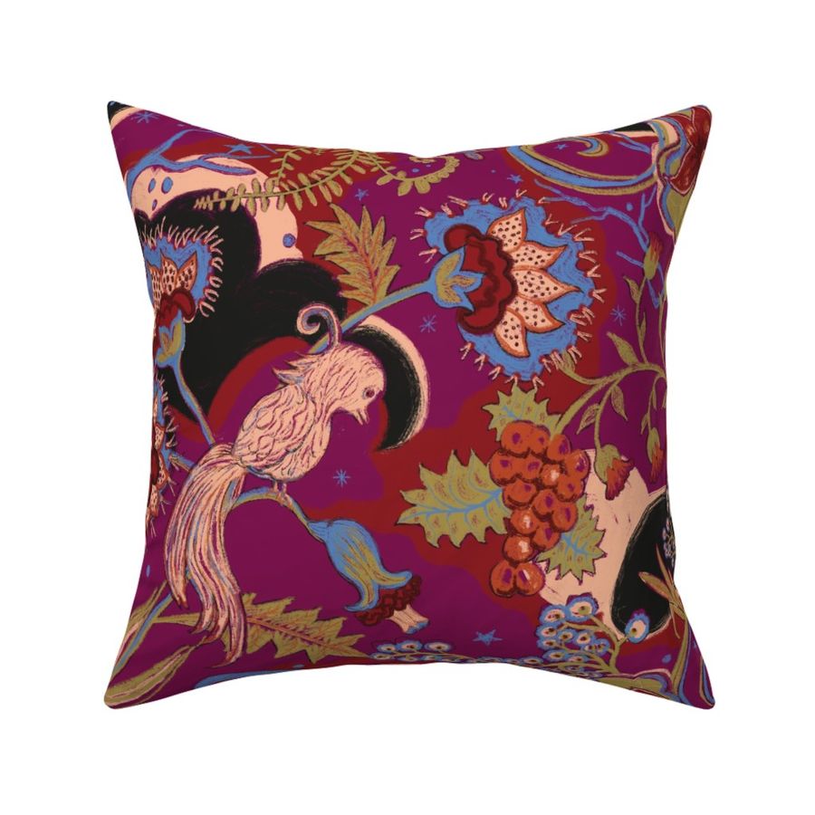 Daydreaming Refined Bohemian Large Scale Floral Pattern in Berry Violet