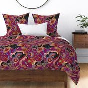 Daydreaming Refined Bohemian Large Scale Floral Pattern in Berry Violet