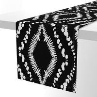 Fern and flower vine diamond pattern in black and white