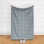 Small - Checkered plaid woven geo ikat texture denim blue tones