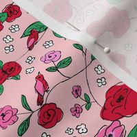 Valentine roses - Seasonal blossom for rose birds freehand red pink blush