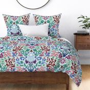 Bright Boho Botanical Nordic Christmas Red Green Blue Large 24 Inch