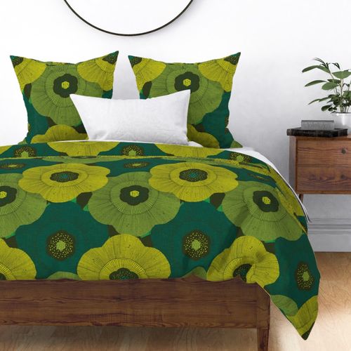 Deco Mod Floral M+M Forest CMYK Green Jumbo by Friztin