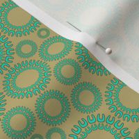 Dancing Dots aqua and beige