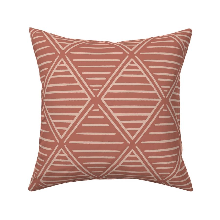 Rustic Farmhouse - Geometric Diamonds - Rust Red