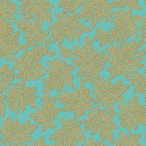 Blazing Leaves - gold turquoise