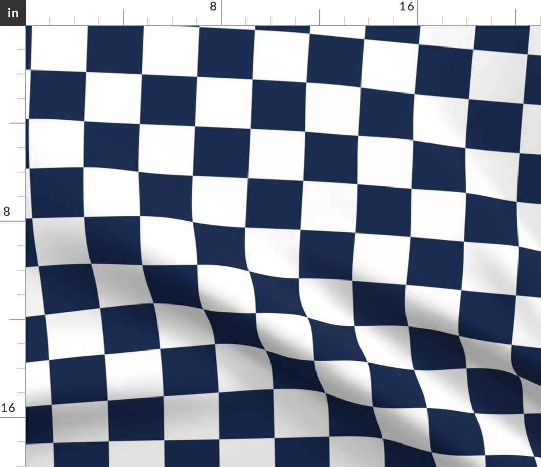 2" checkerboard Dark Navy Blue and White