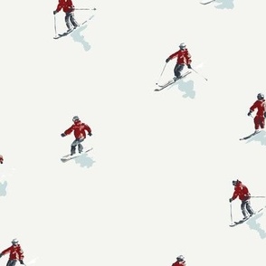 (M) skiers with red jacket Medium scale