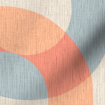 Overlapping Colored Circle Geometric on Linen Texture - Peach Fuzz & Fog