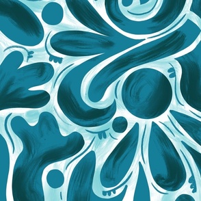 Teal Brushed Abstract Wallpaper Scale