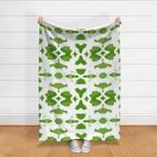 Boho Inky Ikat Green Leaf and White