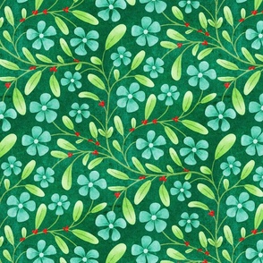 Winter Evergreen Florals Green