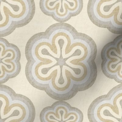 Geometric flower medallion stripes - neutral earth tones - modern farmhouse