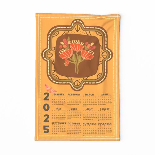 Flea Market Boho Frame-2025 Calendar Tea Towel-Distant Dunes Palette