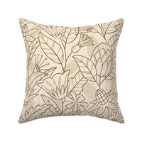 Botanical Bohemian Floral Blooms - Tan