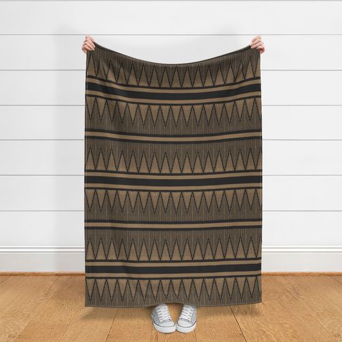 (L) Boho Fusion  Modern Farmhouse Geometric - Slate Black on Hyena Brown