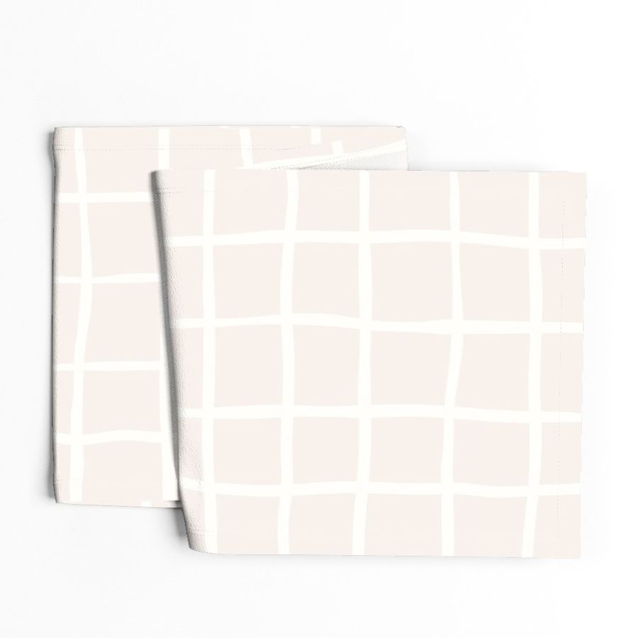 Simple Grid Check Scandinavian Off White Stone 24in Repeat Jumbo Scale