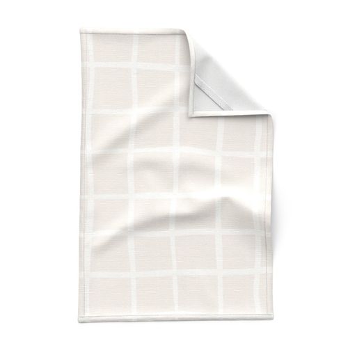 Simple Grid Check Scandinavian Off White Stone 24in Repeat Jumbo Scale