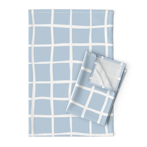 Simple Grid Check Scandi Country Blue and White 24in Repeat Jumbo Scale