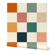 Retro Checkerboard in fall colours with Linen texture