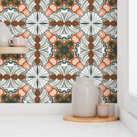 Terracotta and Sage Mexican Tile Pattern-Medium