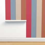 6" Vertical Stripes in Red Slate Blue Clay and Warm Beige for Bold Walls