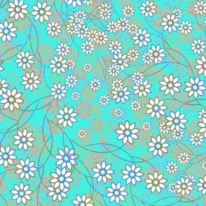 Meadow Floral Sprays in aqua