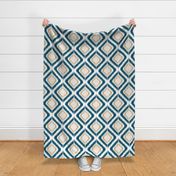 Ikat Inspired Geometric Boho Chic Pattern in Green Gold and Eggshell-M