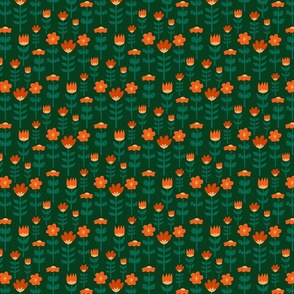 fun whimsical wildflowers green and orange-small