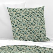 Bohemian Elegance floral - Queen Ann Lace flowers In Retro blue small