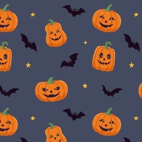 Halloween Pattern with pumpkins and bats 4