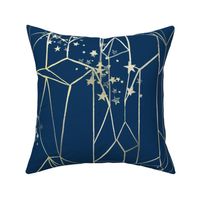 Celestial-Handdrawn Crystal Illustration Wall Sketch Stars-cobalt Blue gold