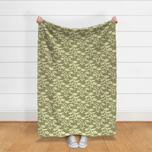 New Farmhouse Flowers Damask Style Cream on Sage Green